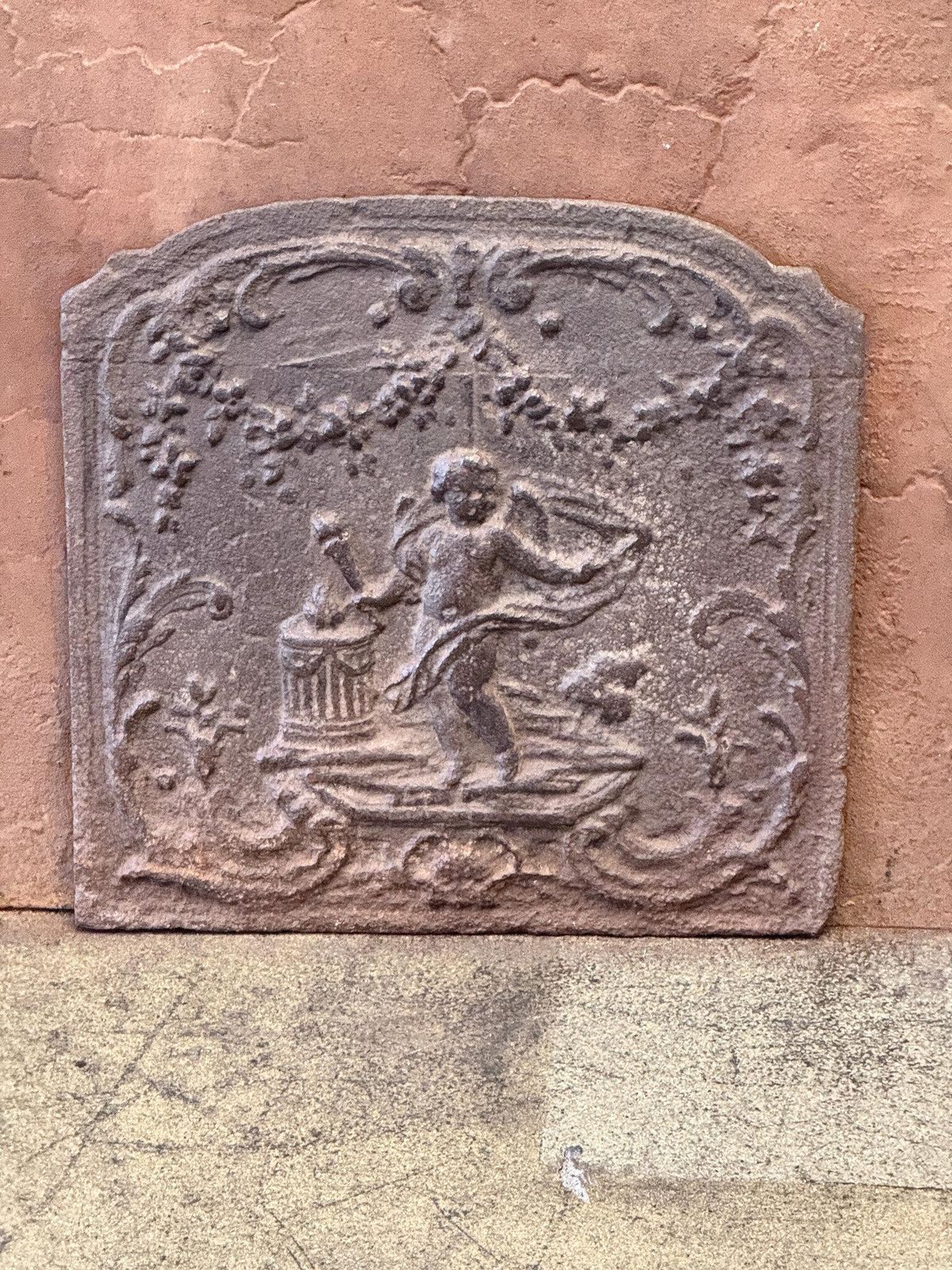 French 'Cupid' Fireback / Backsplash, 18th   19th C., Neoclassical Period photo for sale