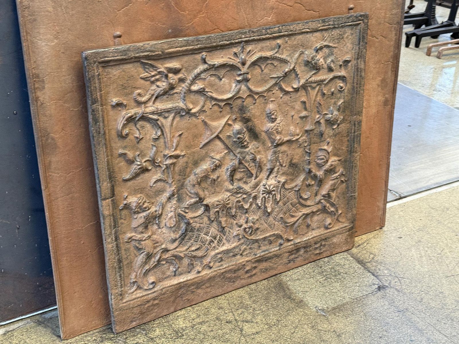 French 'Chinoiserie' Fireback, 20th Century, Louis XV Style, Brown photo buy