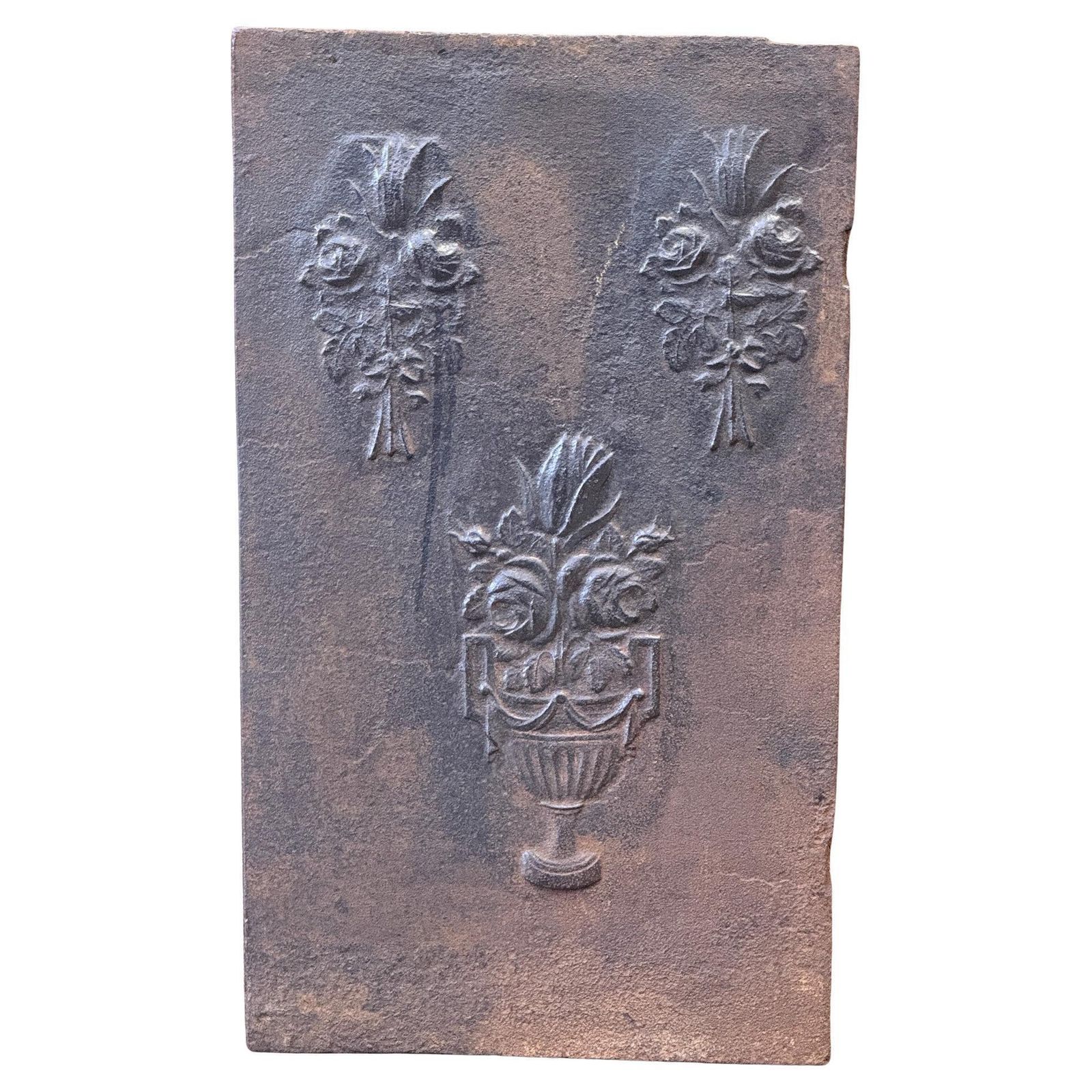 French Napoleon III Period 'Flower Basket' Fireback / Backsplash