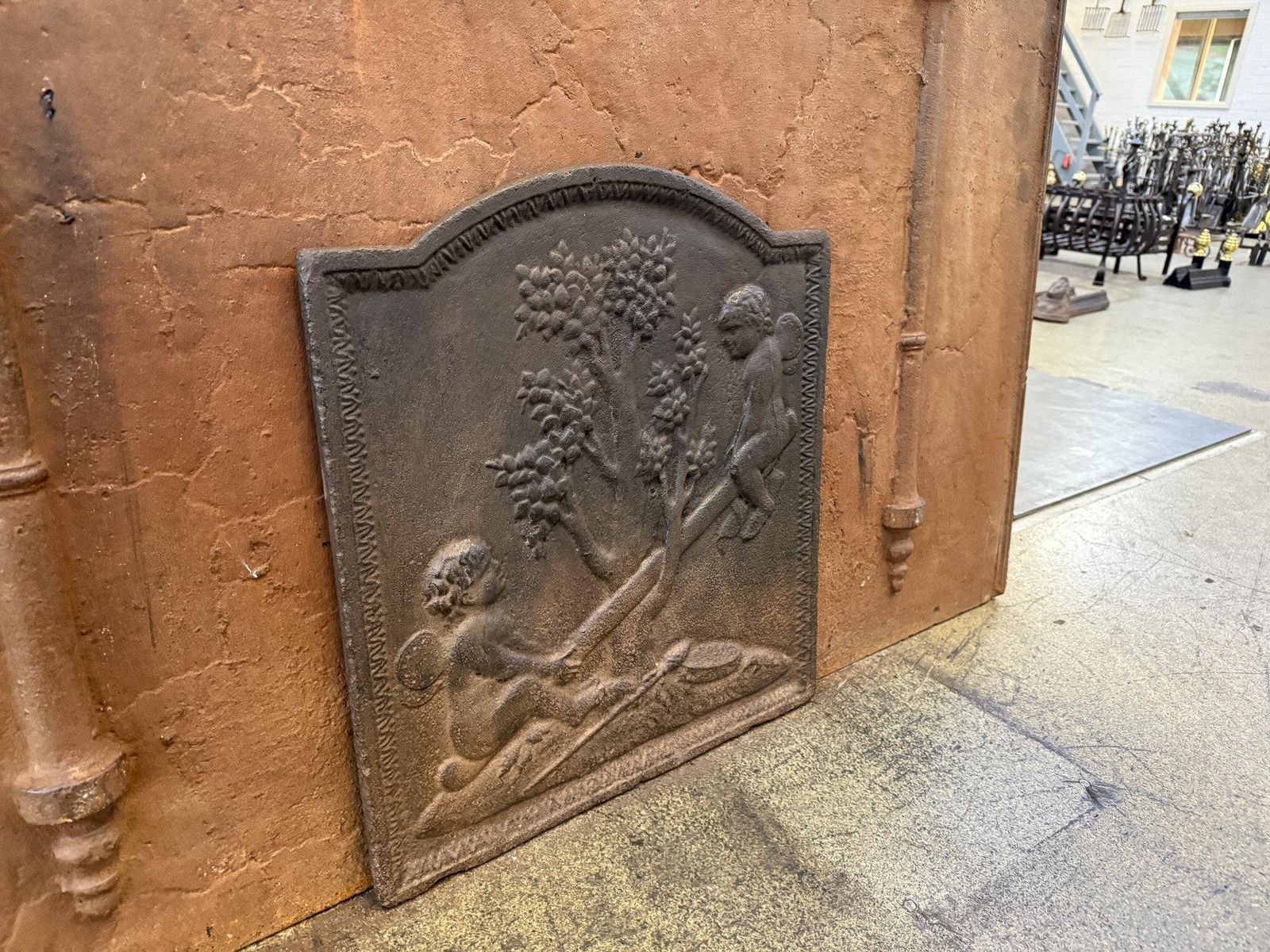 420.0 19th Century French Napoleon III Period 'Cupids' Fireback / Backsplash photo