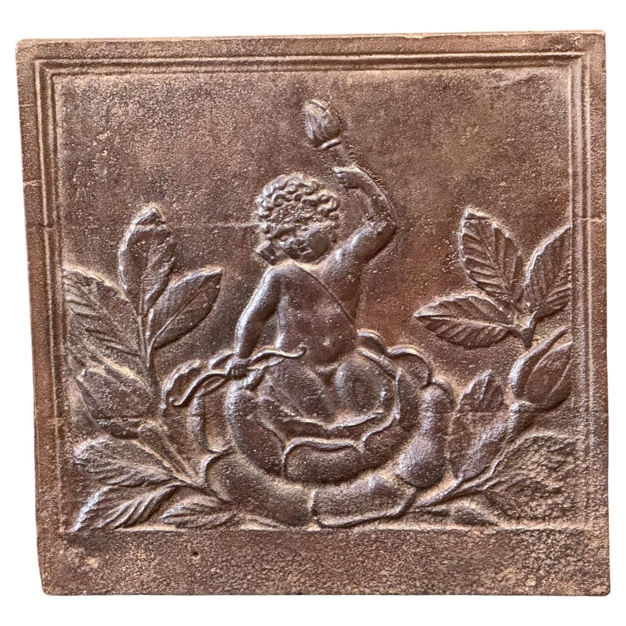 French 'Cupid' Fireback / Backsplash, 19th Century, Napoleon III Period