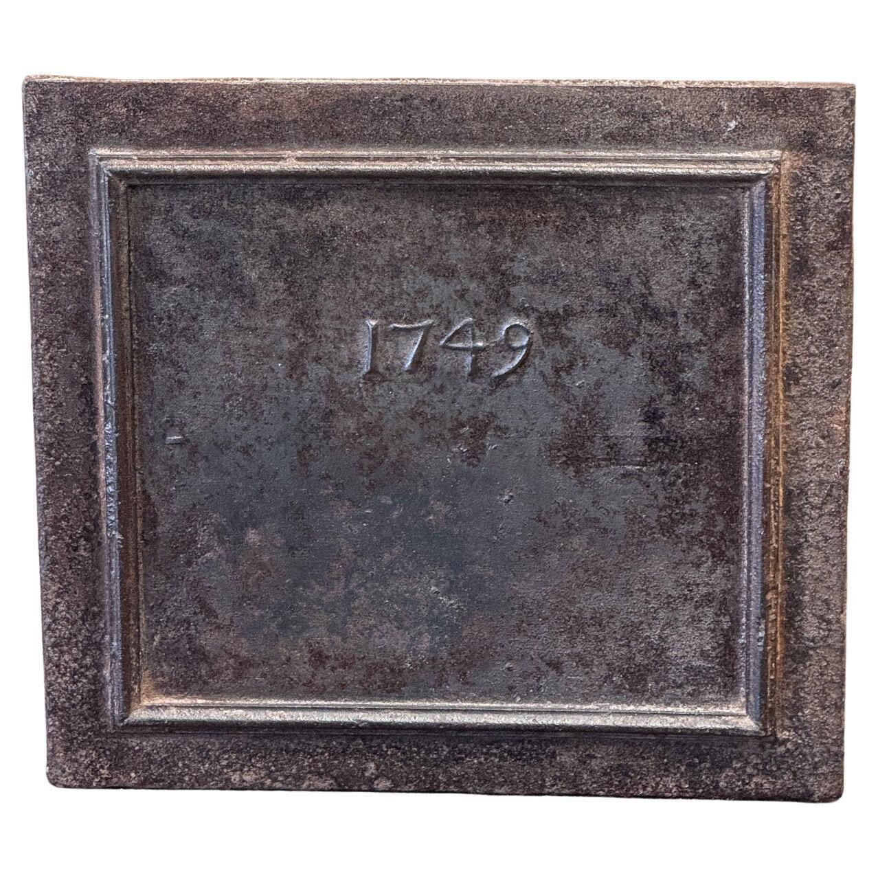 French Louis XV Period 'Year' Fireback / Backsplash, Dated 1749