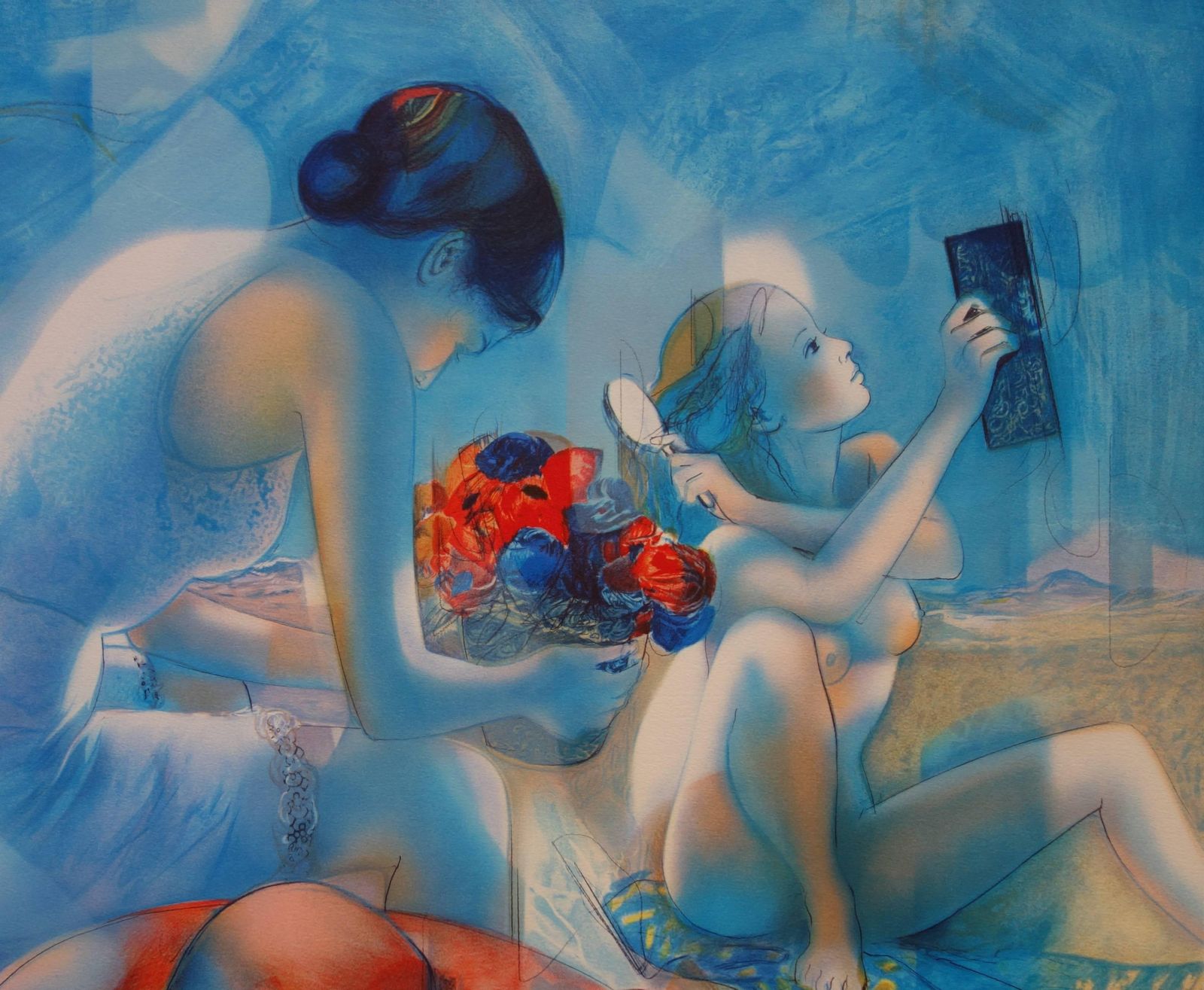 Jean Baptiste Valadieblue Wind : Mother & Child   Original Handsigned Lithograph   199ex photo for sale