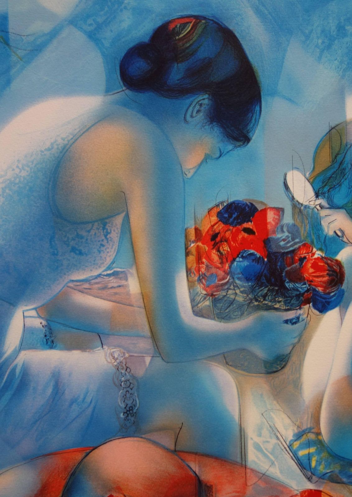 Jean Baptiste Valadieblue Wind : Mother & Child   Original Handsigned Lithograph   199ex photo Art