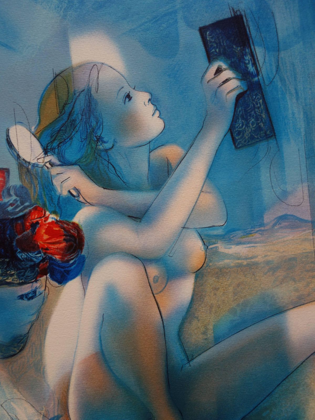 Jean Baptiste Valadieblue Wind : Mother & Child   Original Handsigned Lithograph   199ex photo 221.0