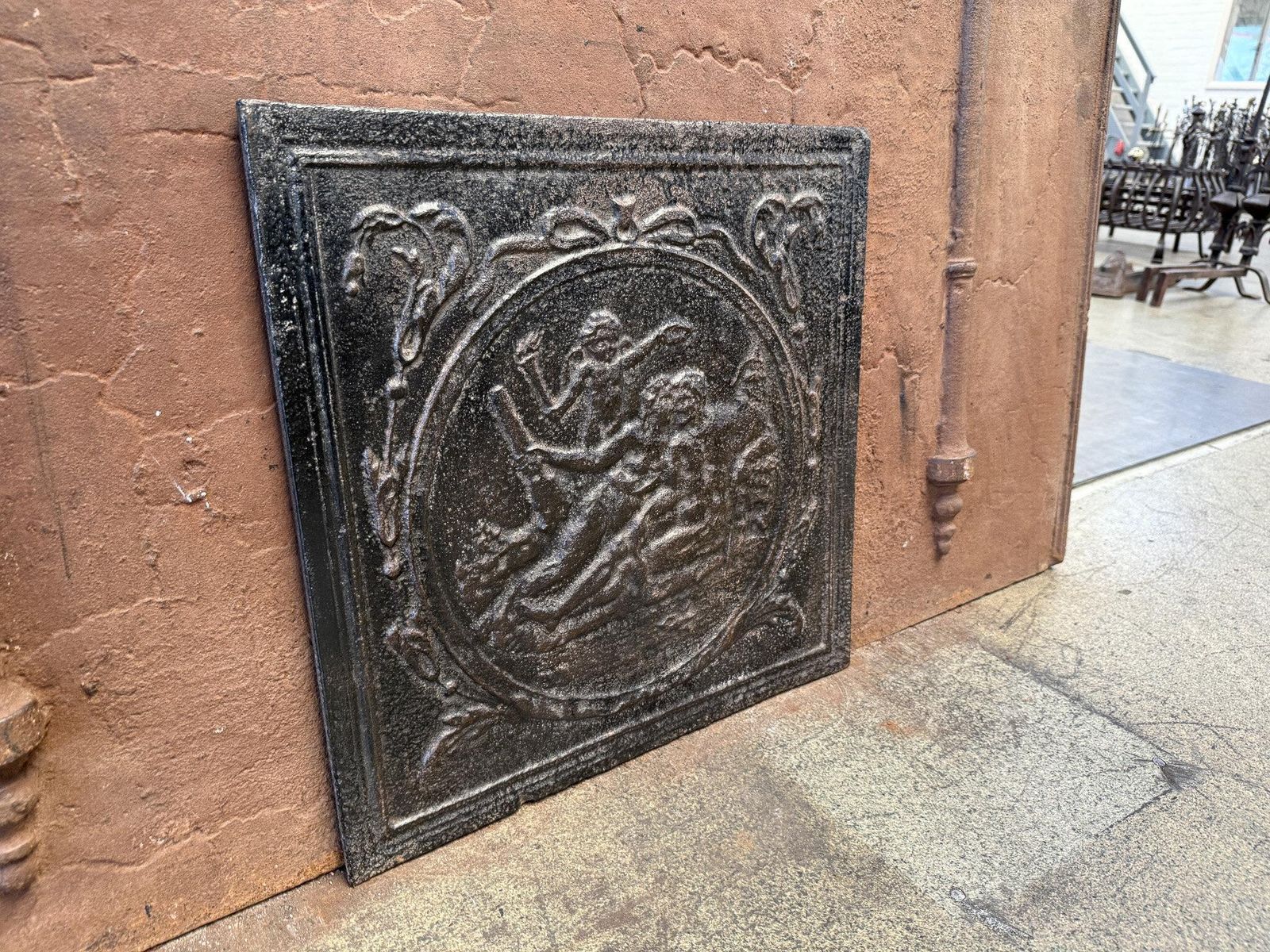 Home Fixtures French 'Allegory Of Love' Fireback / Backsplash, 19th Century, Victorian Period photo