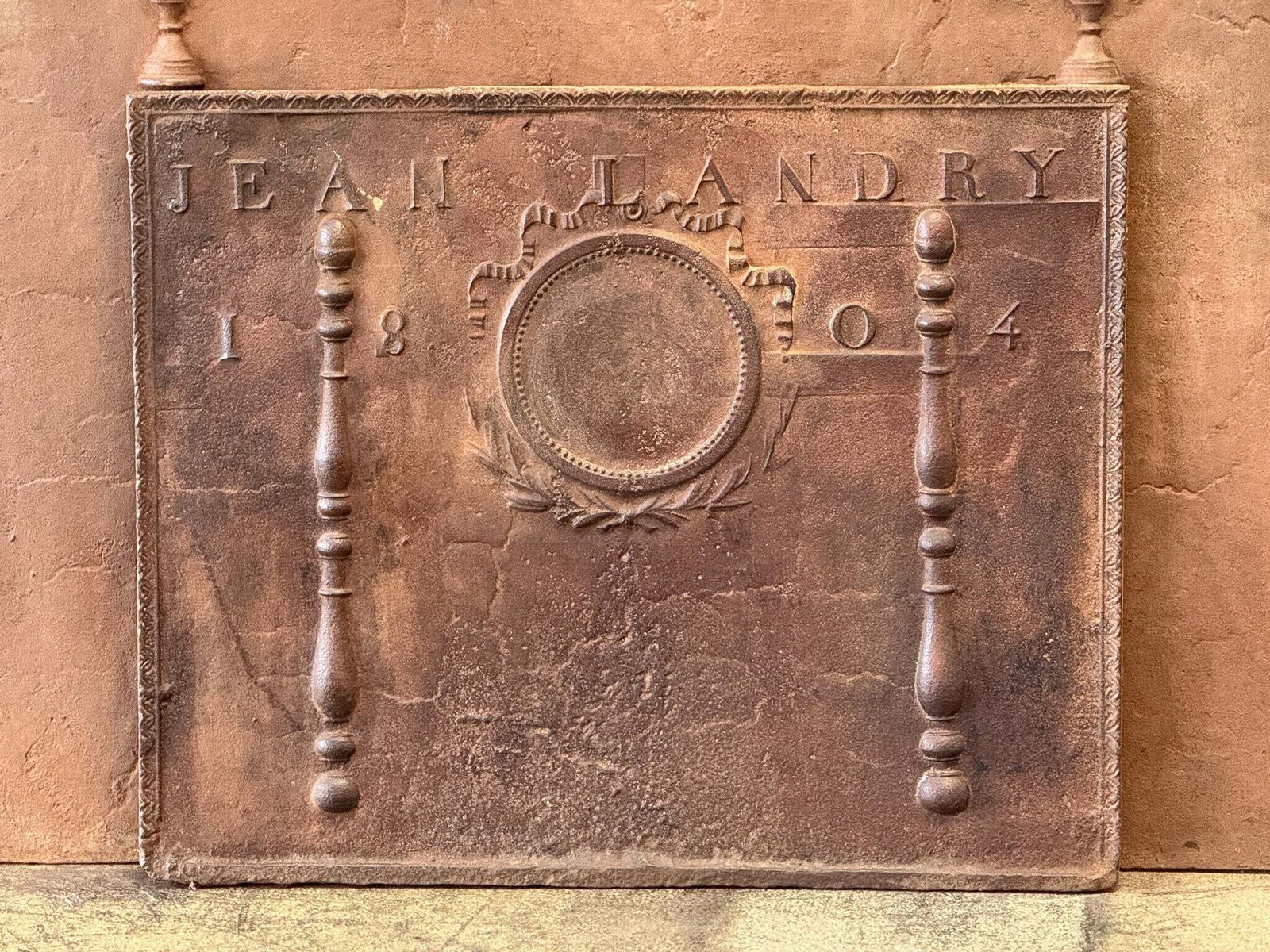 Antique French 'Neoclassical' Fireback / Backsplash, Dated 1804