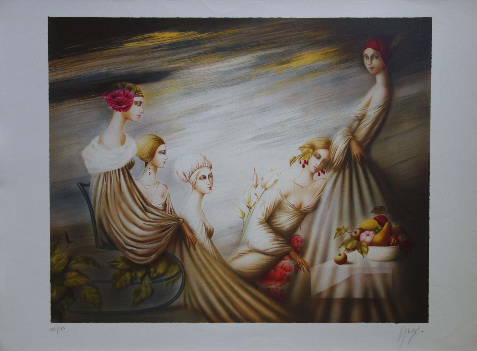 Philippe Augéthe Beauties In The Garden   Original Handsigned Lithograph1985