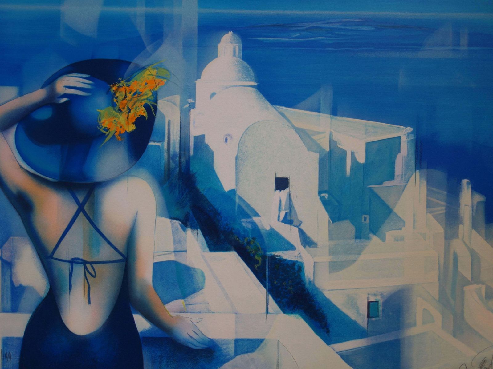 Jean Baptiste Valadiewhite Light Of Santorini   Original Handsigned Lithograph photo for sale