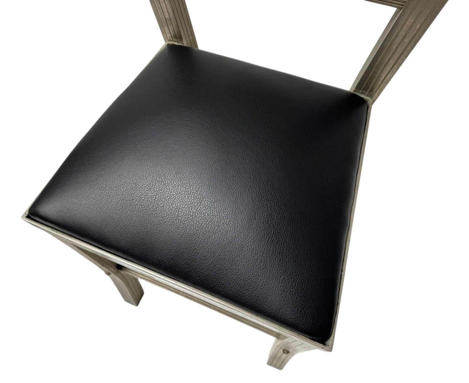 Furniture Two French Art Deco Side Chairs With Black Leather Seats, 1930s photo