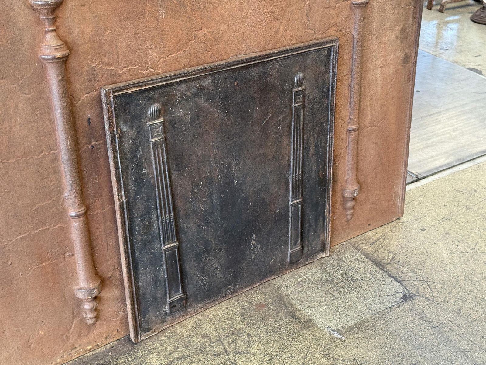 Antique French Neoclassical 'Pillars Of Freedom' Fireback / Backsplash photo for sale