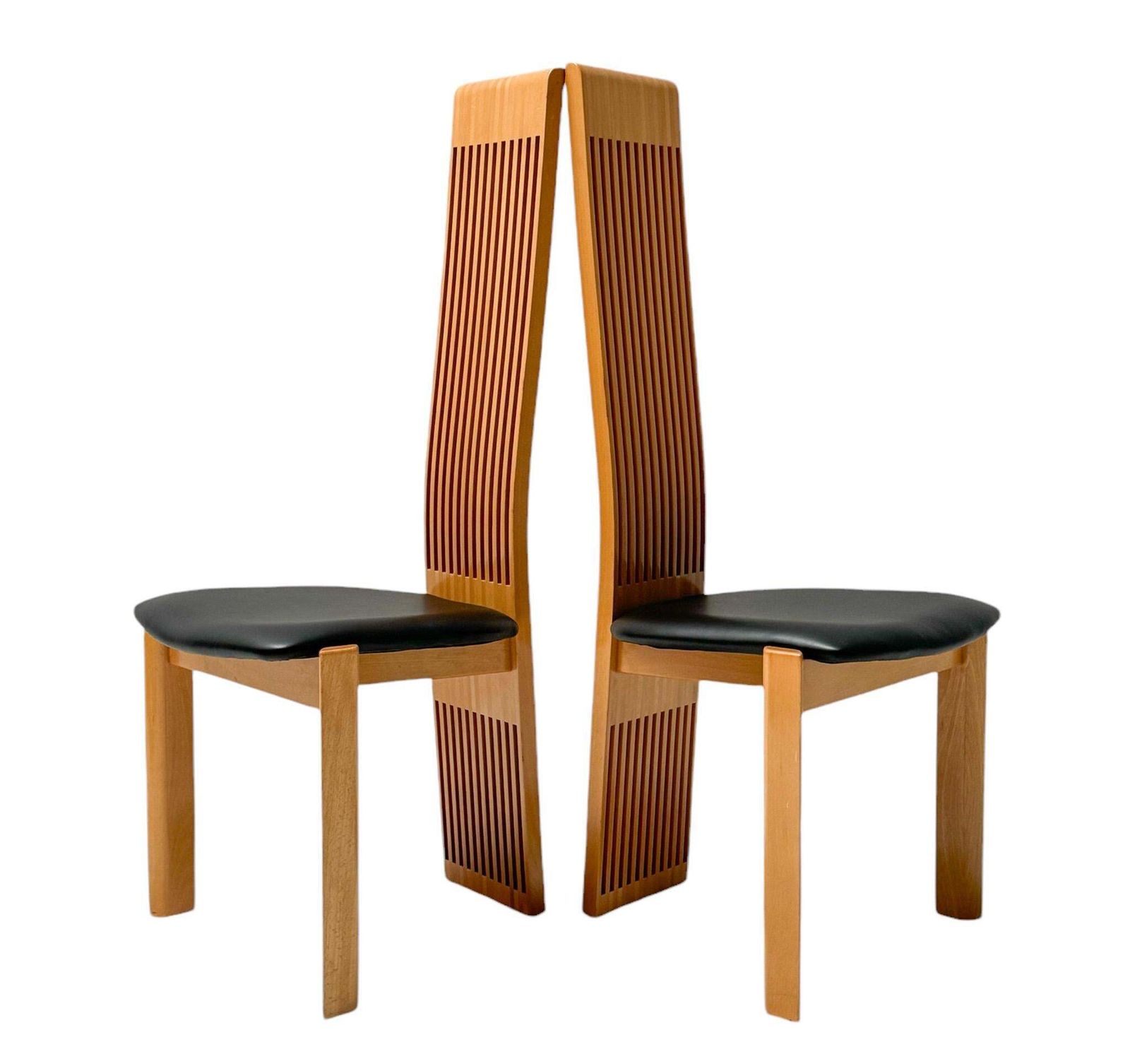 Post Modern Slatted High Back Dining Room Chairs By Pietro Costantini, 1980s photo vinterior