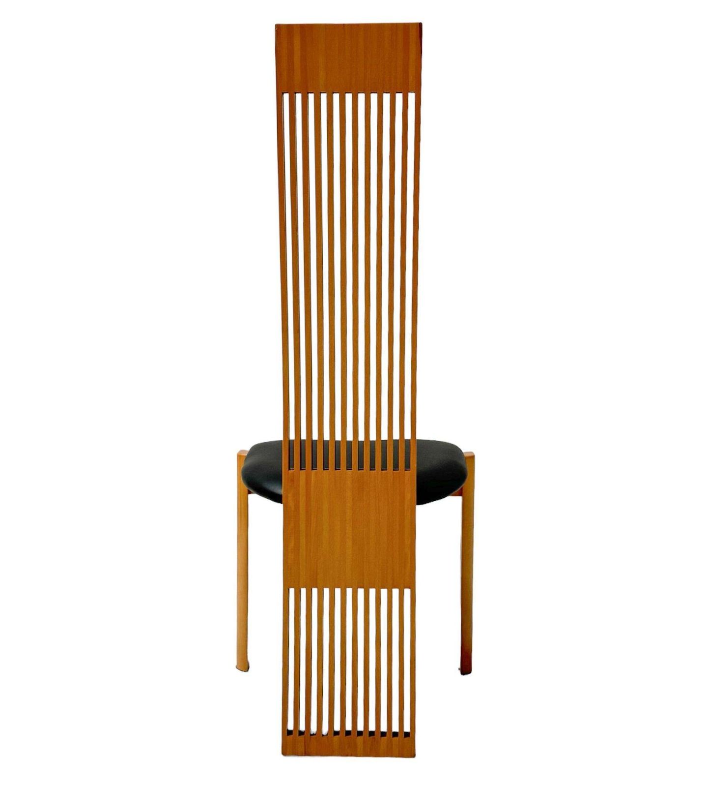 Post Modern Slatted High Back Dining Room Chairs By Pietro Costantini, 1980s photo vintage
