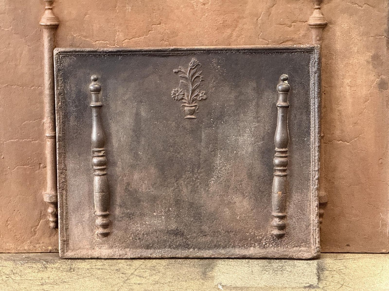 Home Fixtures French Louis XV Period 'Flower Basket' Fireback / Backsplash, 18th Century photo