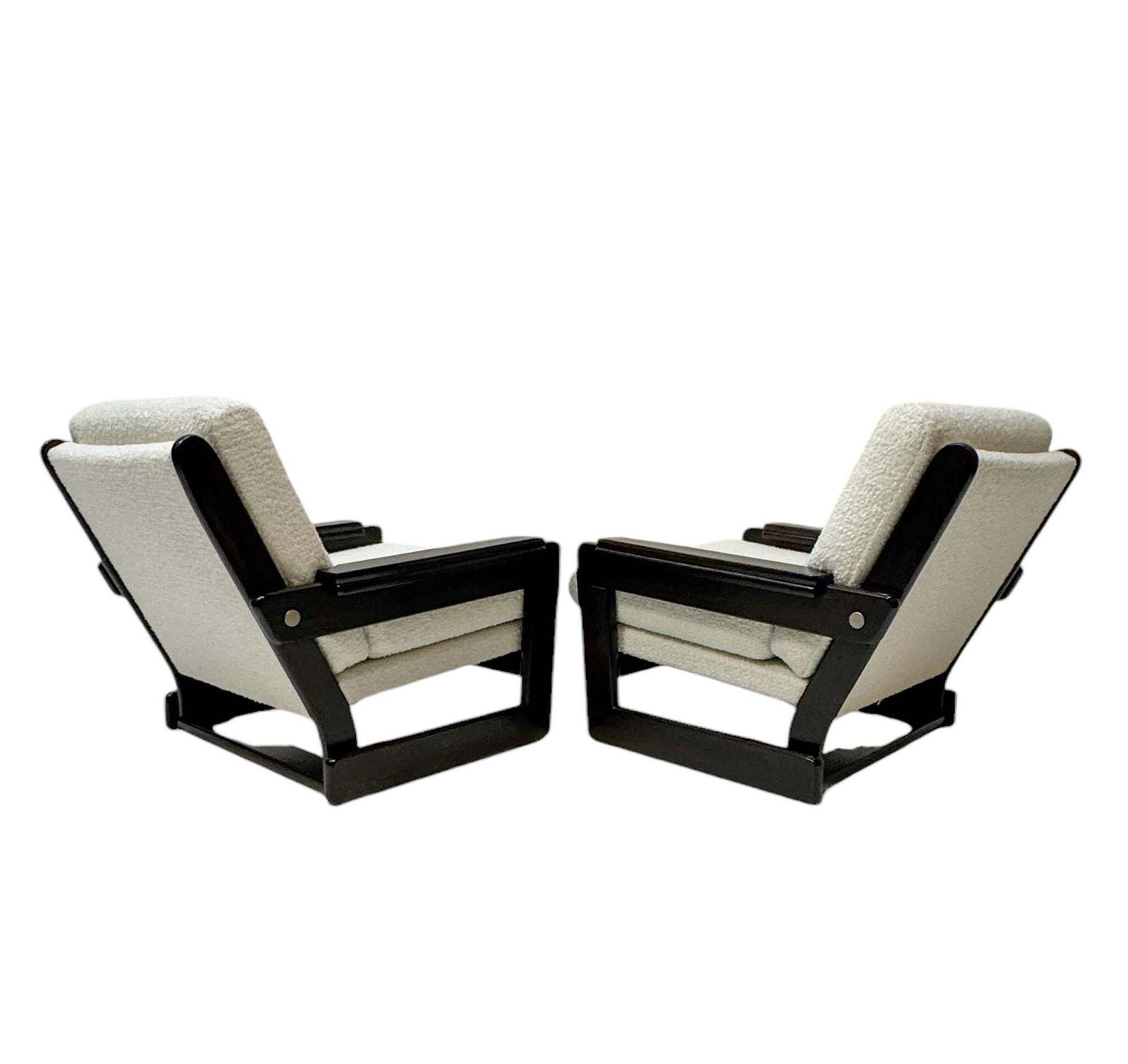 Mid Century Modern Wenge Lounge Chairs With Bouclé Upholstery, 1970s photo vinterior