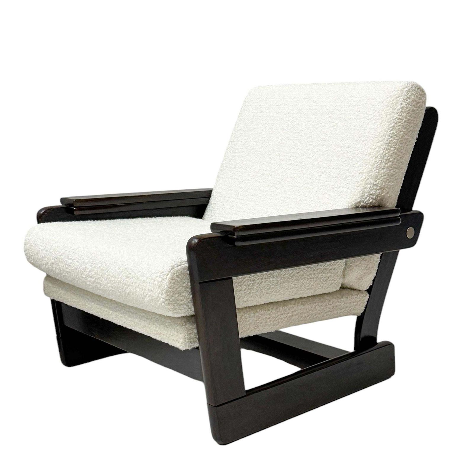 Mid Century Modern Wenge Lounge Chairs With Bouclé Upholstery, 1970s photo vintage