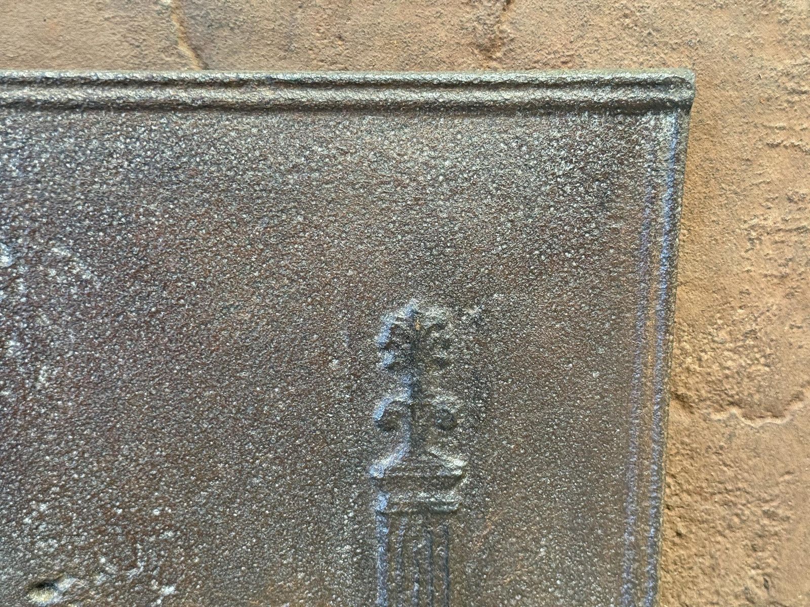French 'Pillars Of Freedom' Fireback / Backsplash, 18th   19th C, Neoclassical P photo vinterior