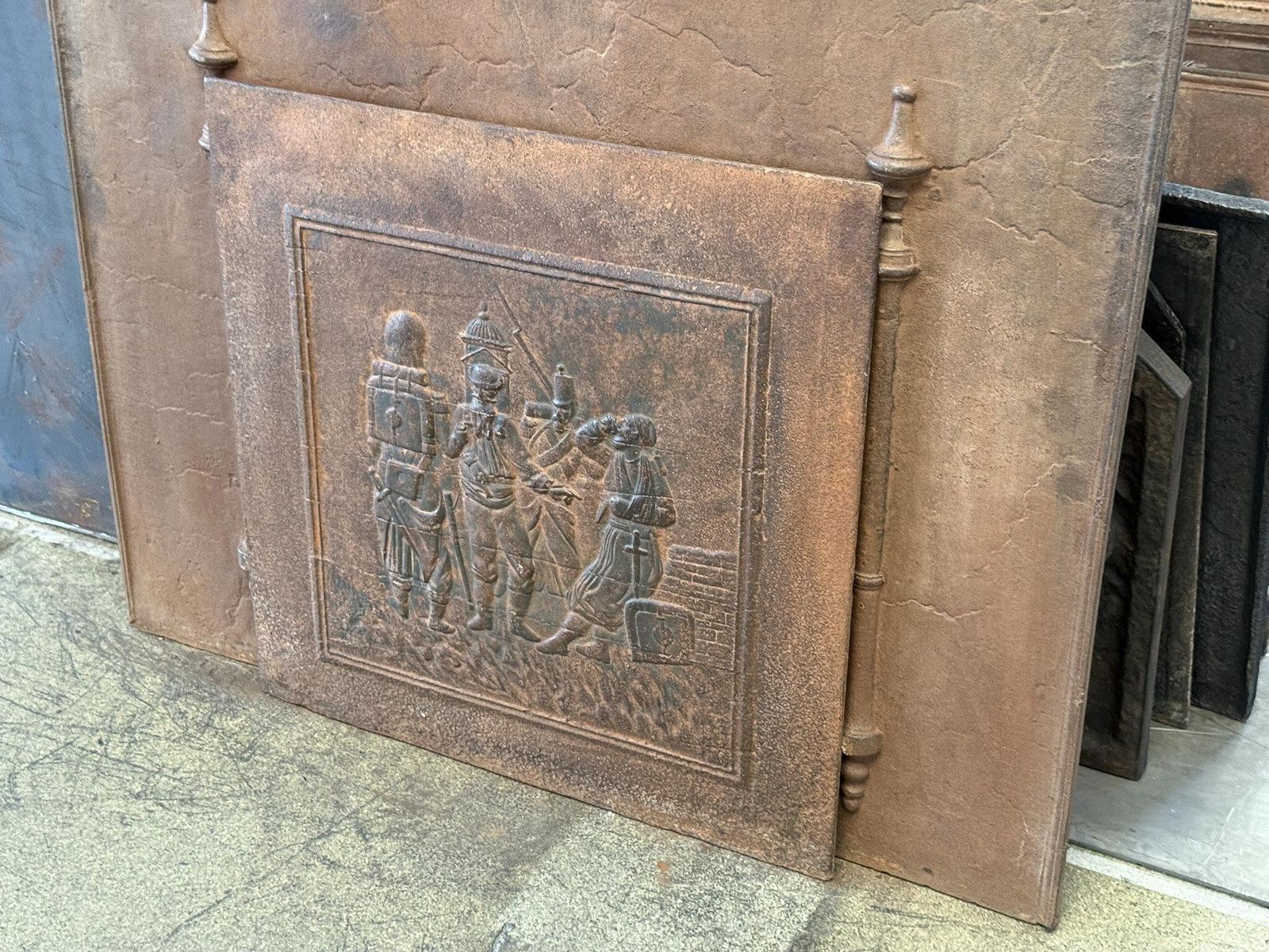 Large French Napoleon III Period 'Soldiers' Fireback / Backsplash photo 791.0