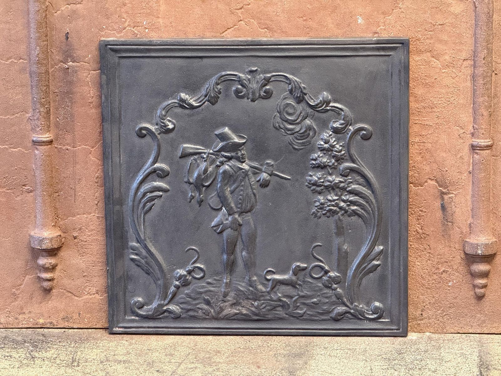 French Napoleon III Style 'Hunter' Fireback / Backsplash, 20th Century photo for sale