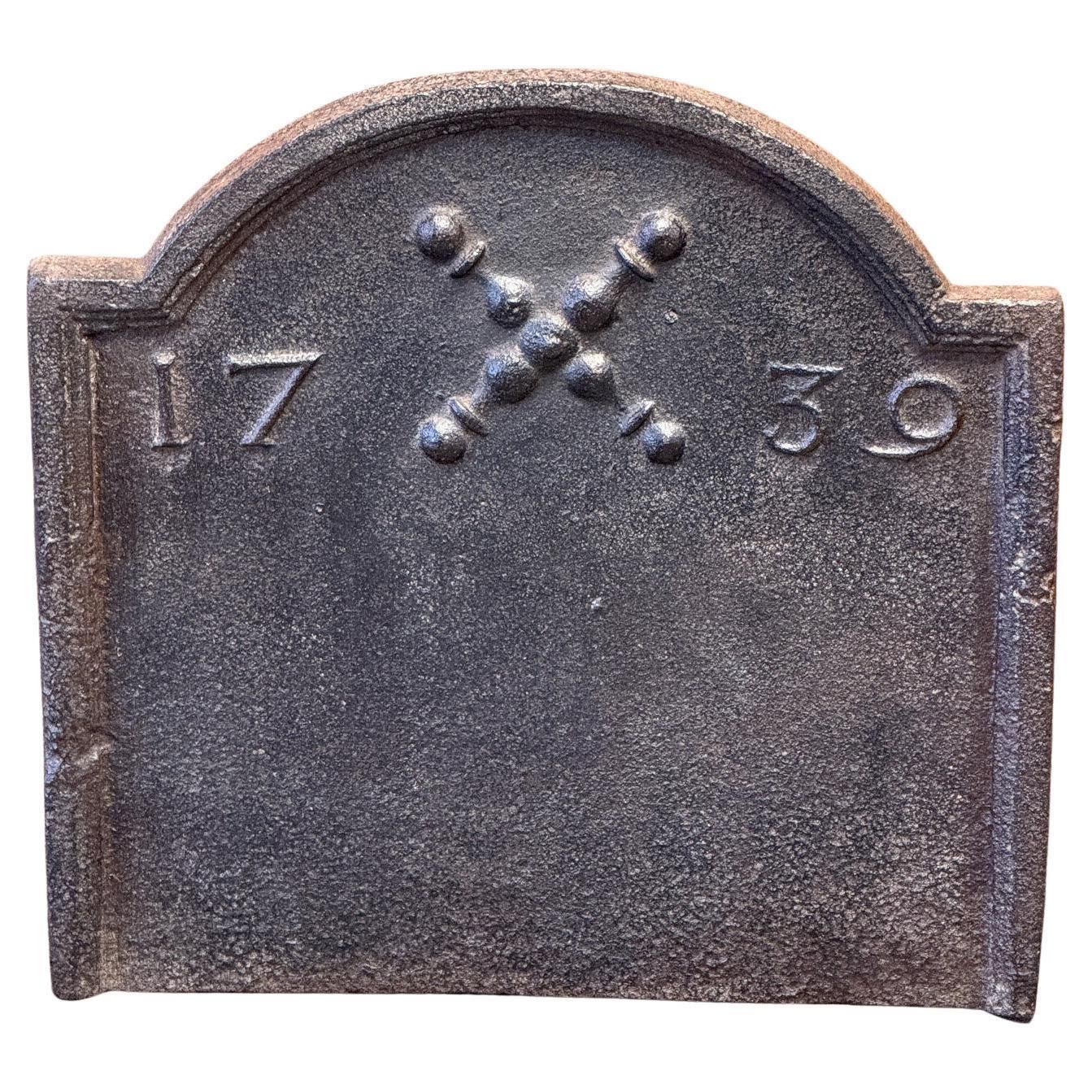 Antique French 'Pillars With Saint Andrew's Cross' Fireback / Backsplash