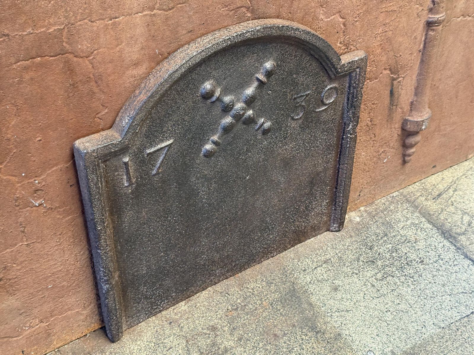 Antique French 'Pillars With Saint Andrew's Cross' Fireback / Backsplash photo Home Fixtures