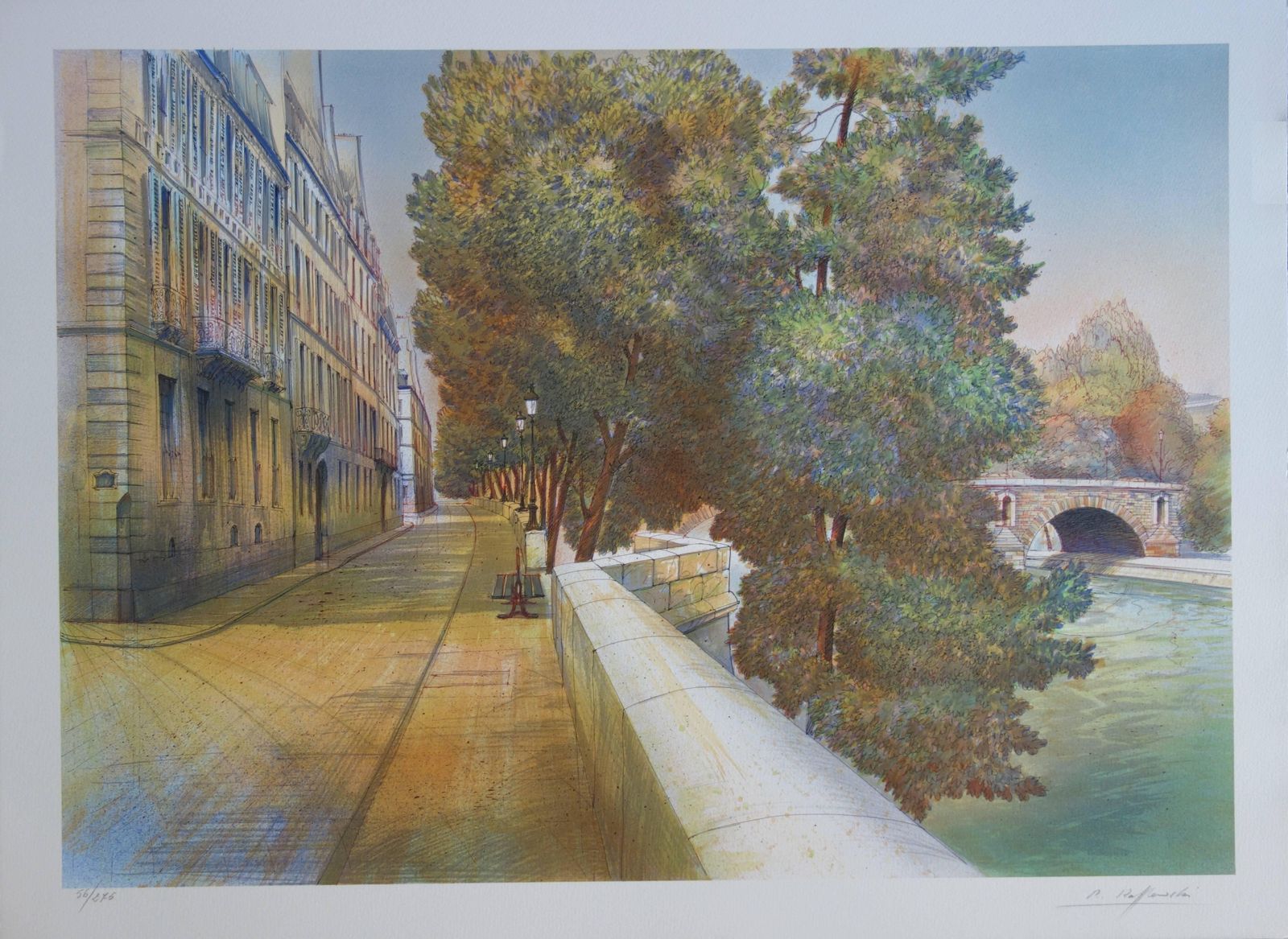Rolf Rafflewskiparis : Near The Seine River   Original Handsigned Lithograph