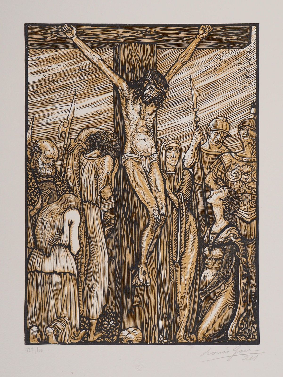 Louis Jou Crucifixion (Stabat Mater)   Original Wooodcut, Handsigned & Numbered1924
