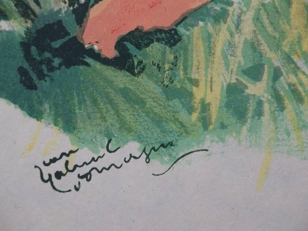 Jean Gabriel Domerguesun Bath In The Garden   Original Lithograph   Mourlot, 19561956 photo furniture