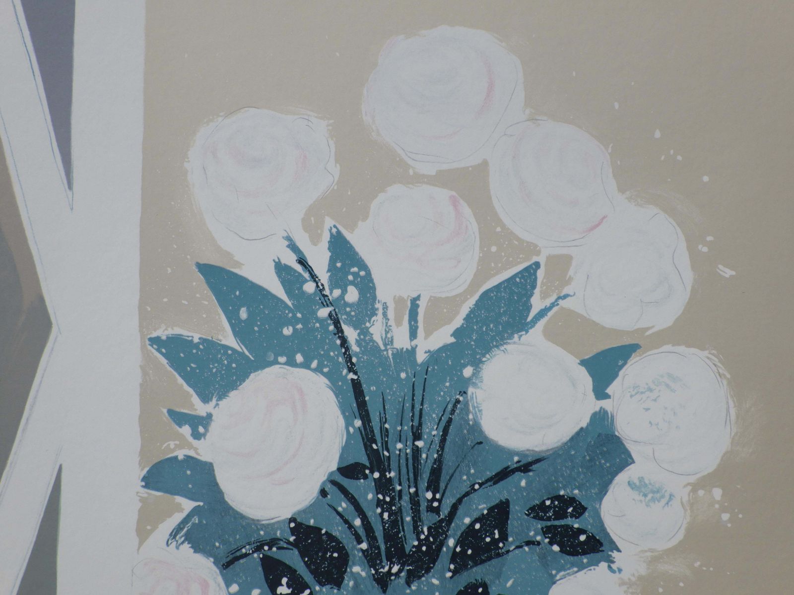 Serge Lassusflowers   The White Bouquet   Original Lithograph, Handsigned & Ltd /6001982 photo vintage
