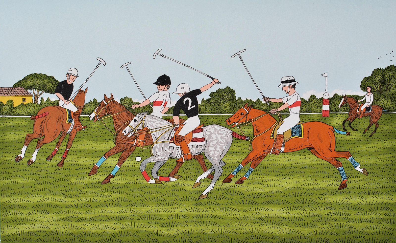 Vincent Haddelseyhorse : Polo Game   Original Lithograph, Handsigned & Ltd /1001974 photo for sale
