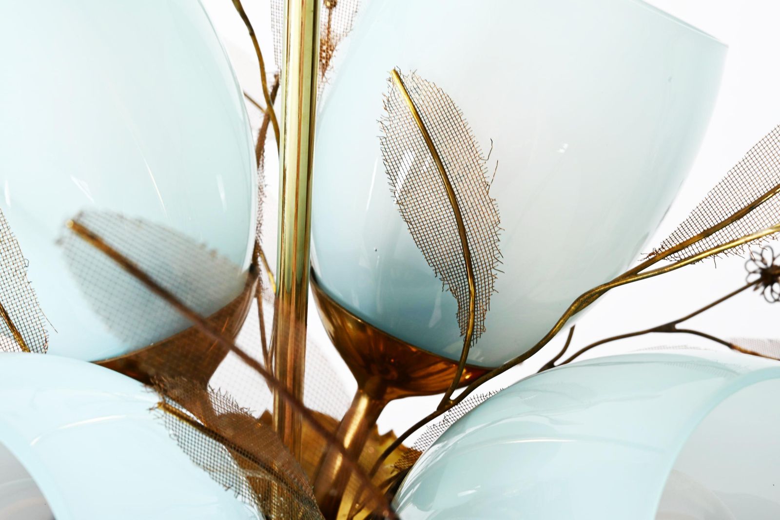 Bloemboeket Hanglamp Van Paavo Tynell Voor Taito Oy Met Blauw Glas photo buy