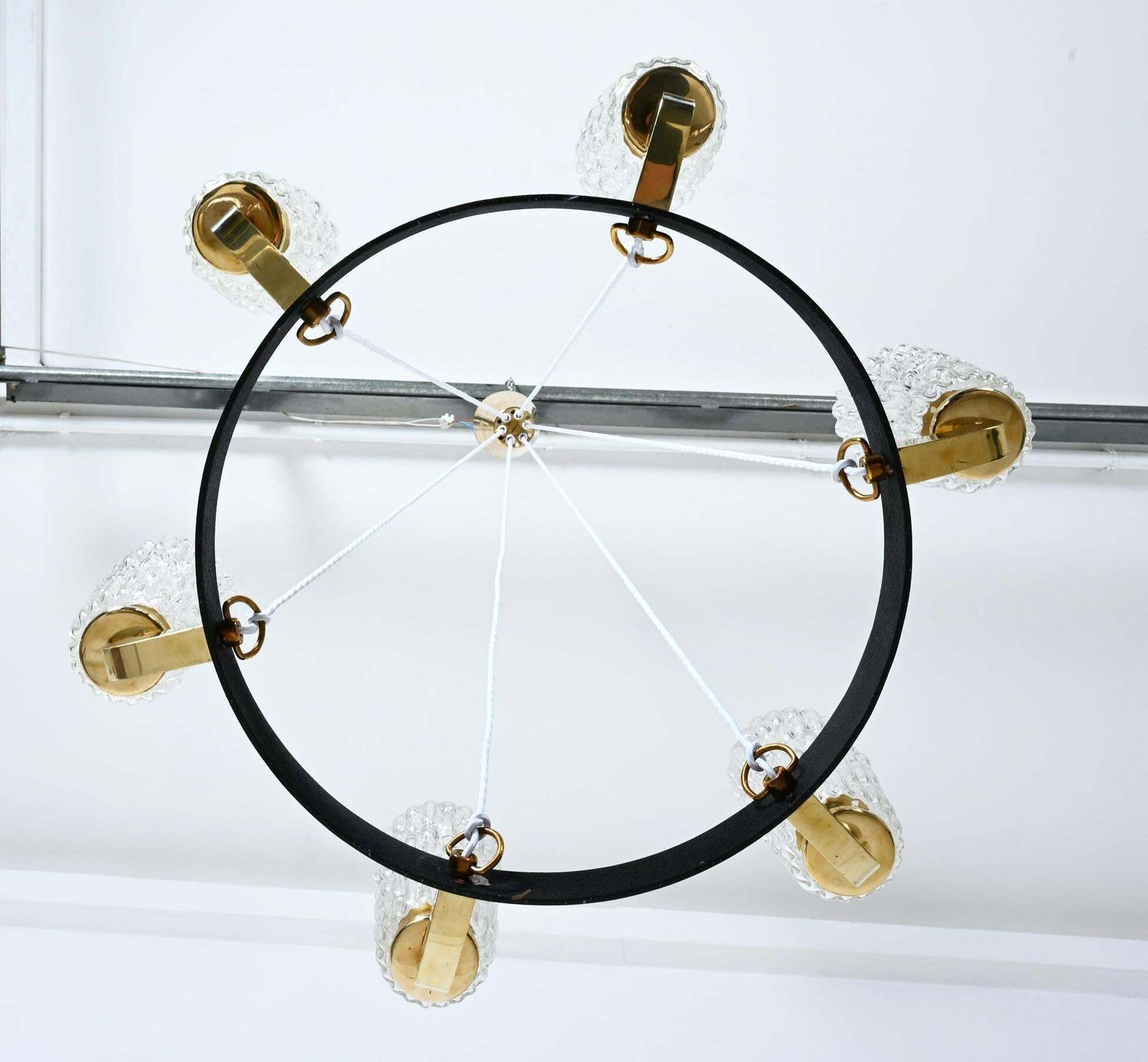Rare Midcentury Brass Glass Chandelier By Rupert Nikoll photo 4625.0