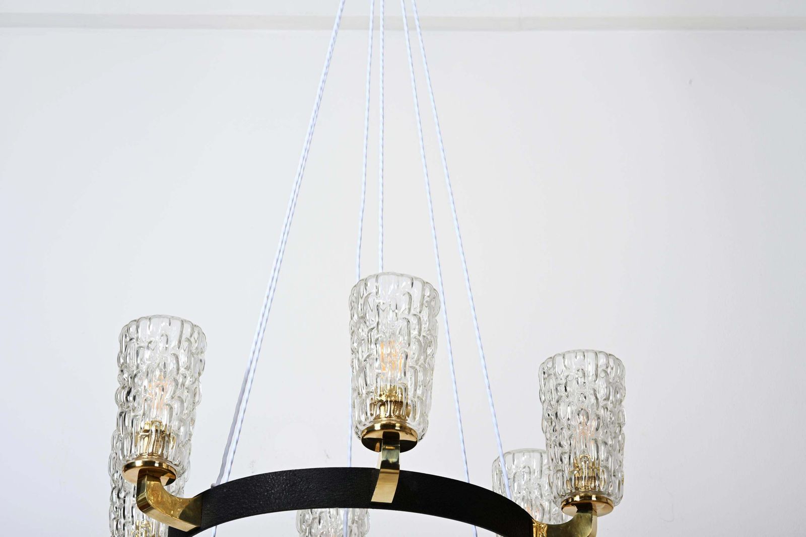 photo buy Rare Midcentury Brass Glass Chandelier By Rupert Nikoll