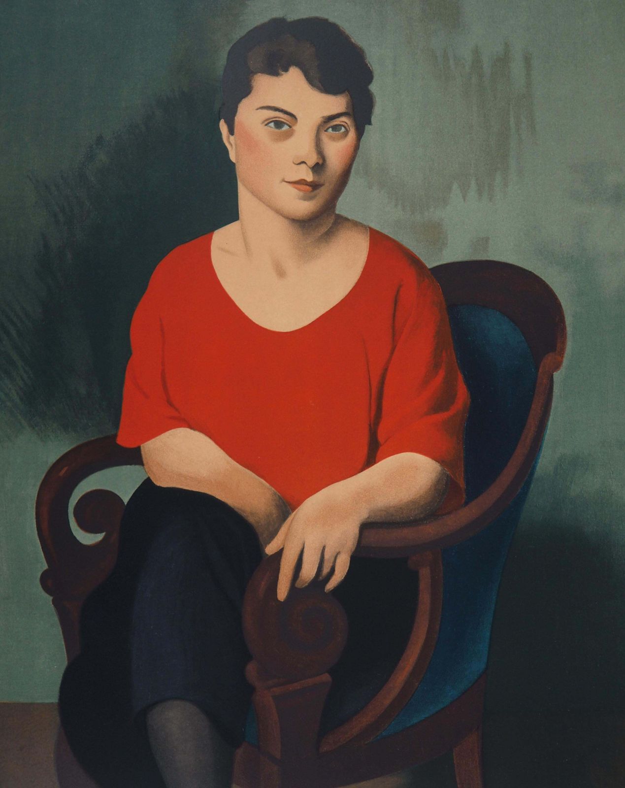 Roger De La Fresnayewoman With Red Pullover   Lithograph, Mourlot1968 photo for sale