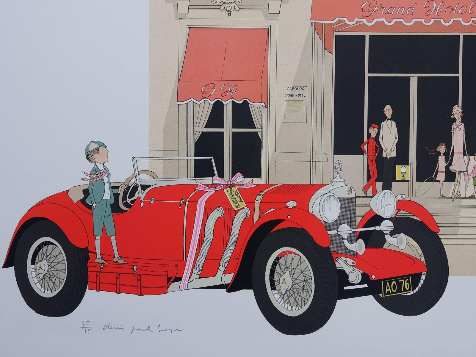Denis Paul Noyermercedes 710   Cabourg Grand Hotel   Original Handsigned Lithograph   115ex photo Art