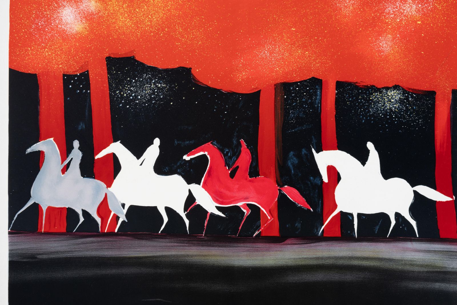 Serge Lassushorses : Riders And Blood Forest   Original Lithograph, Handsigned & Ltd /6001982 photo 130.0