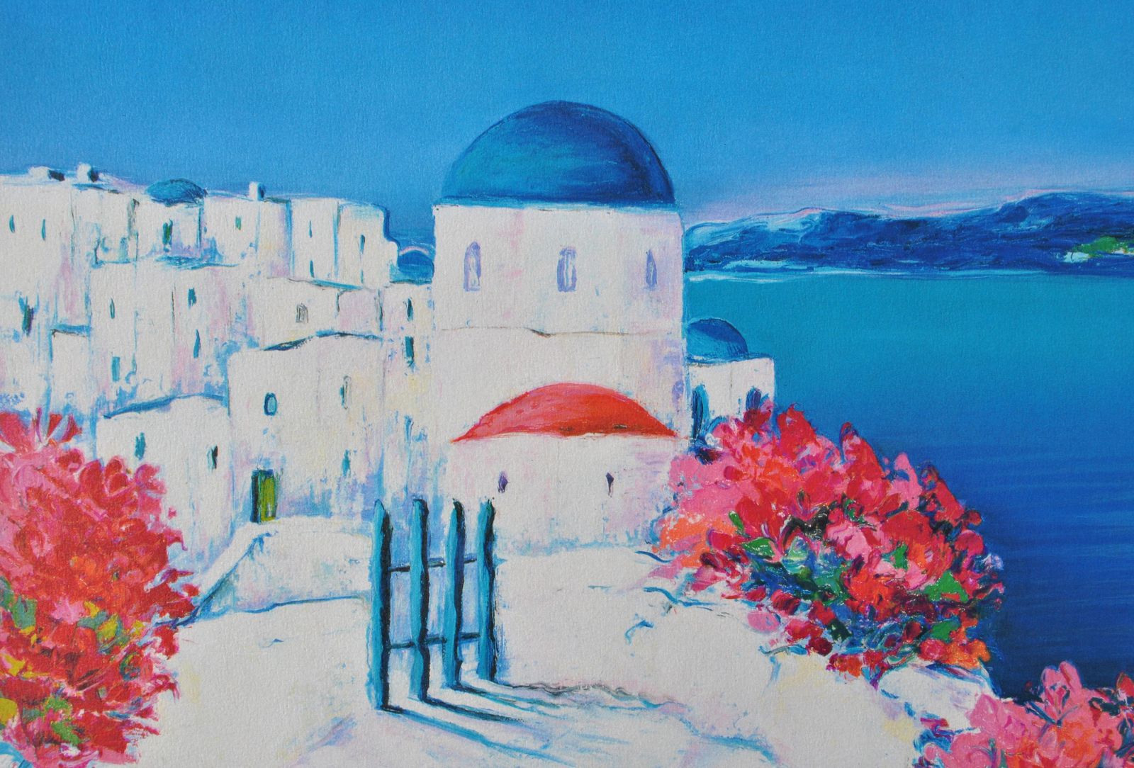 Serge Fenechriviera : Flowers At Santorini   Original Lithograph, Handsigned & Ltd /3901982 photo vintage