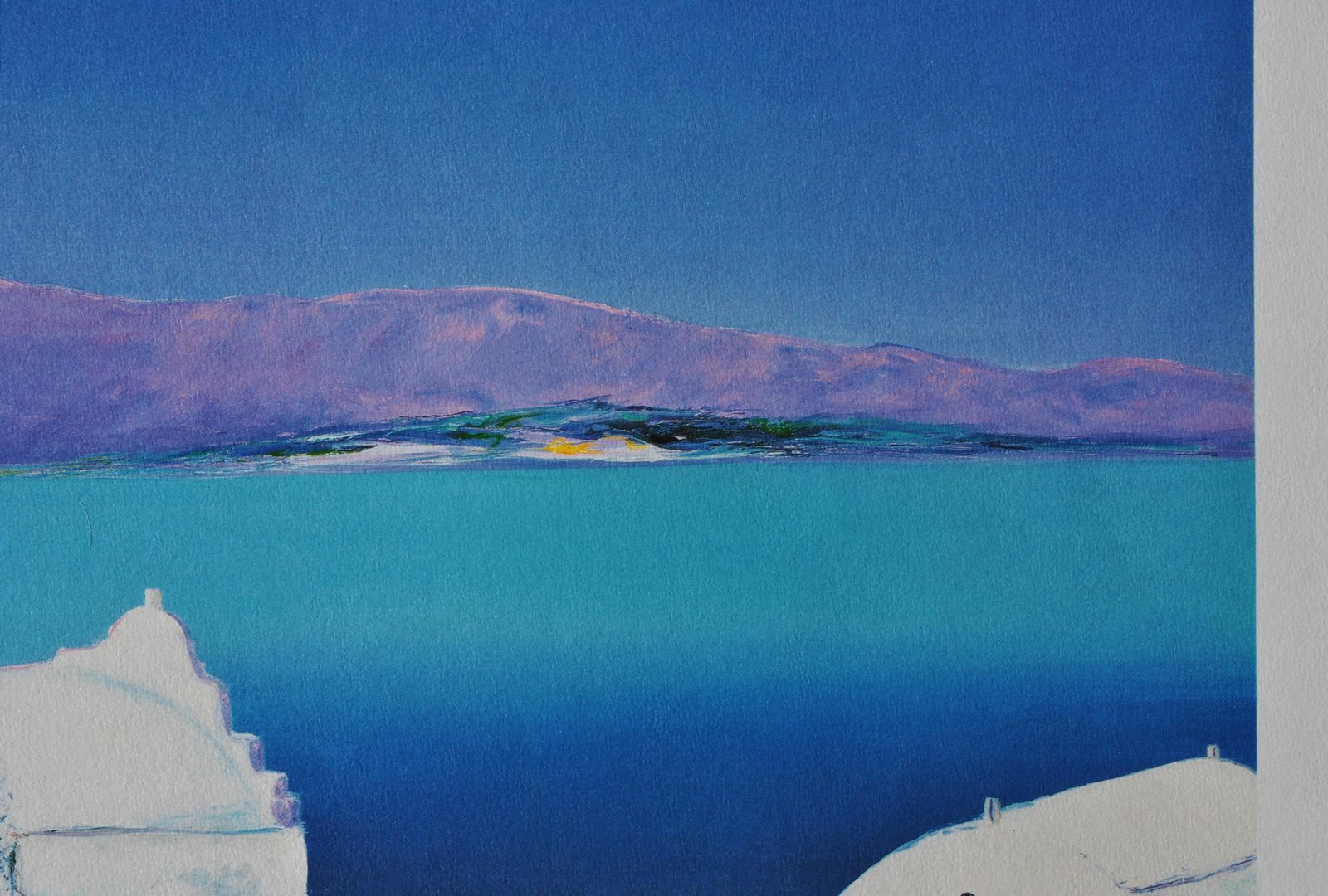 Serge Fenechriviera : Flowery Boat At Santorini   Original Lithograph, Handsigned & Ltd /3901982 photo vintage