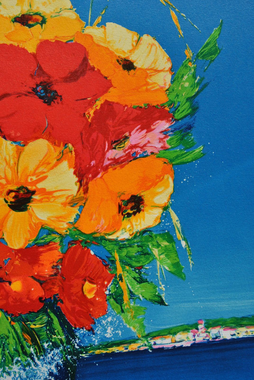 Serge Fenechflower Bouquet And Mediterranean   Original Lithograph, Handsigned & Ltd /2901982 photo vintage