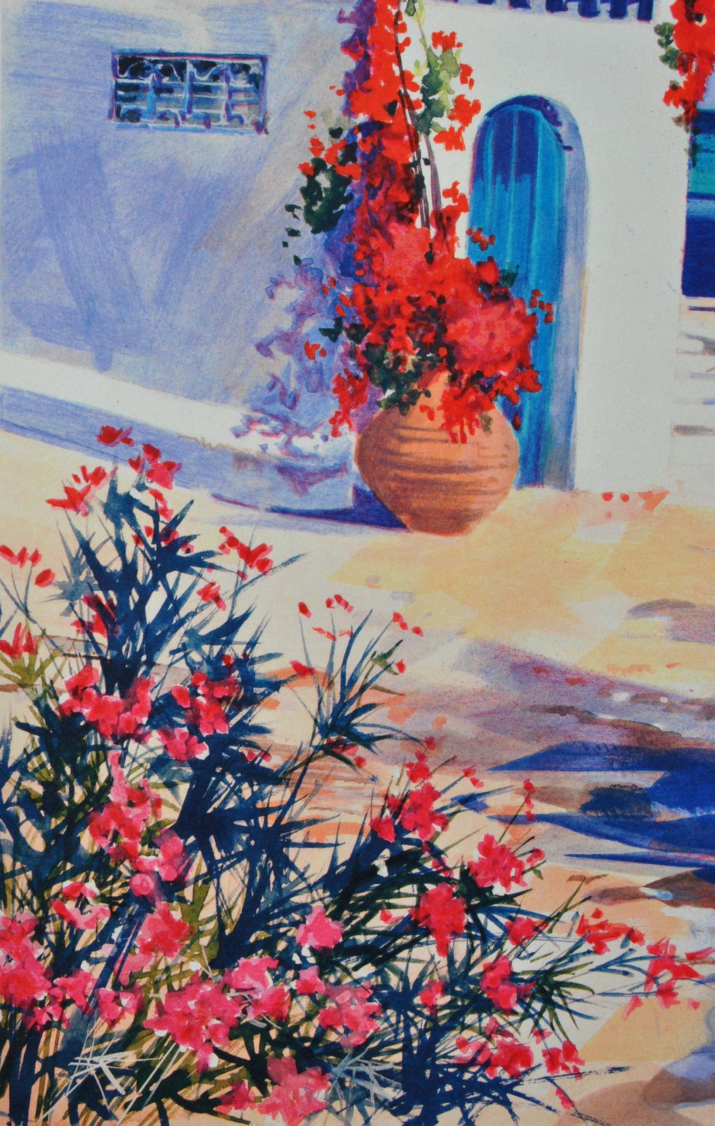 Andre Savyriviera : Three Boats In Santorini   Original Lithograph, Handsigned & Ltd /3901982 photo vintage