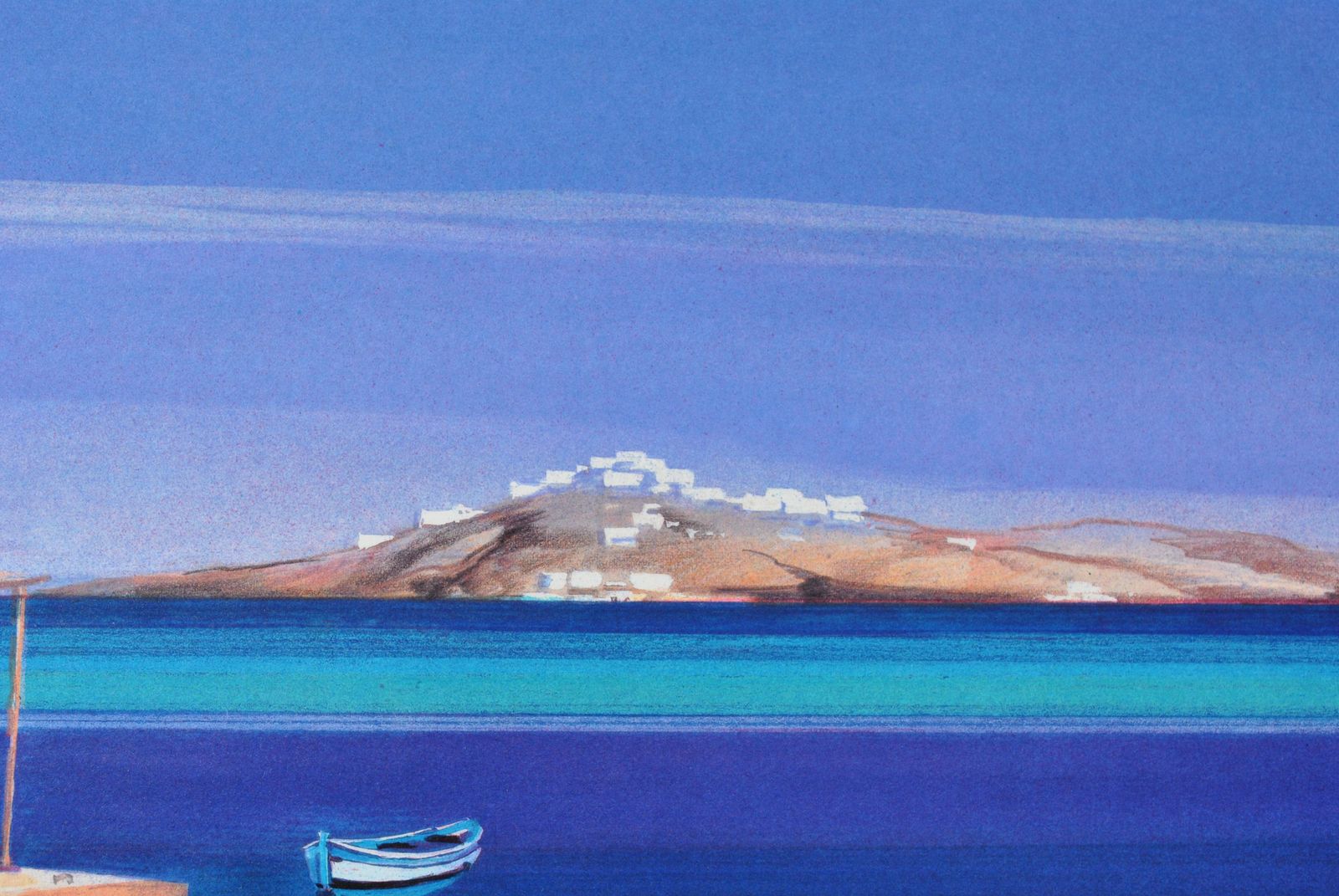 photo for sale Andre Savyriviera : Three Boats In Santorini   Original Lithograph, Handsigned & Ltd /3901982