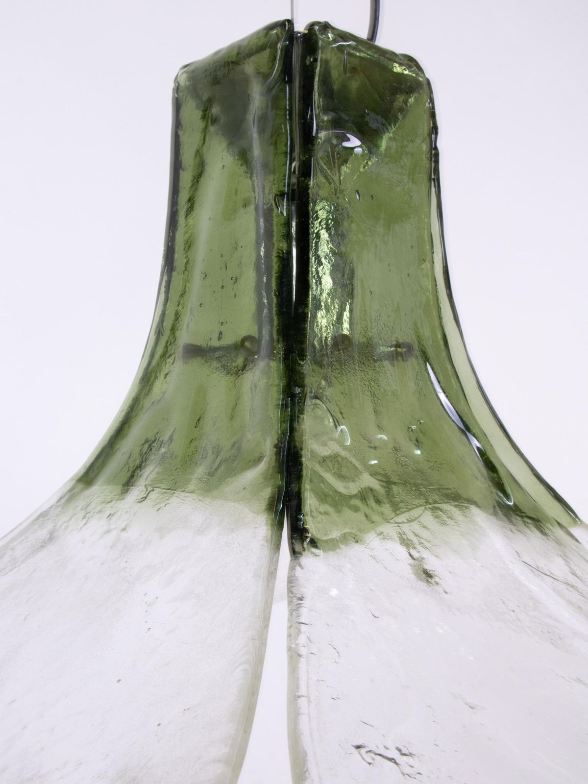 Mazzega Tulip Pendant Lamp Green & Clear Murano Glass By Carlo Nason Italy 1960s photo Lighting
