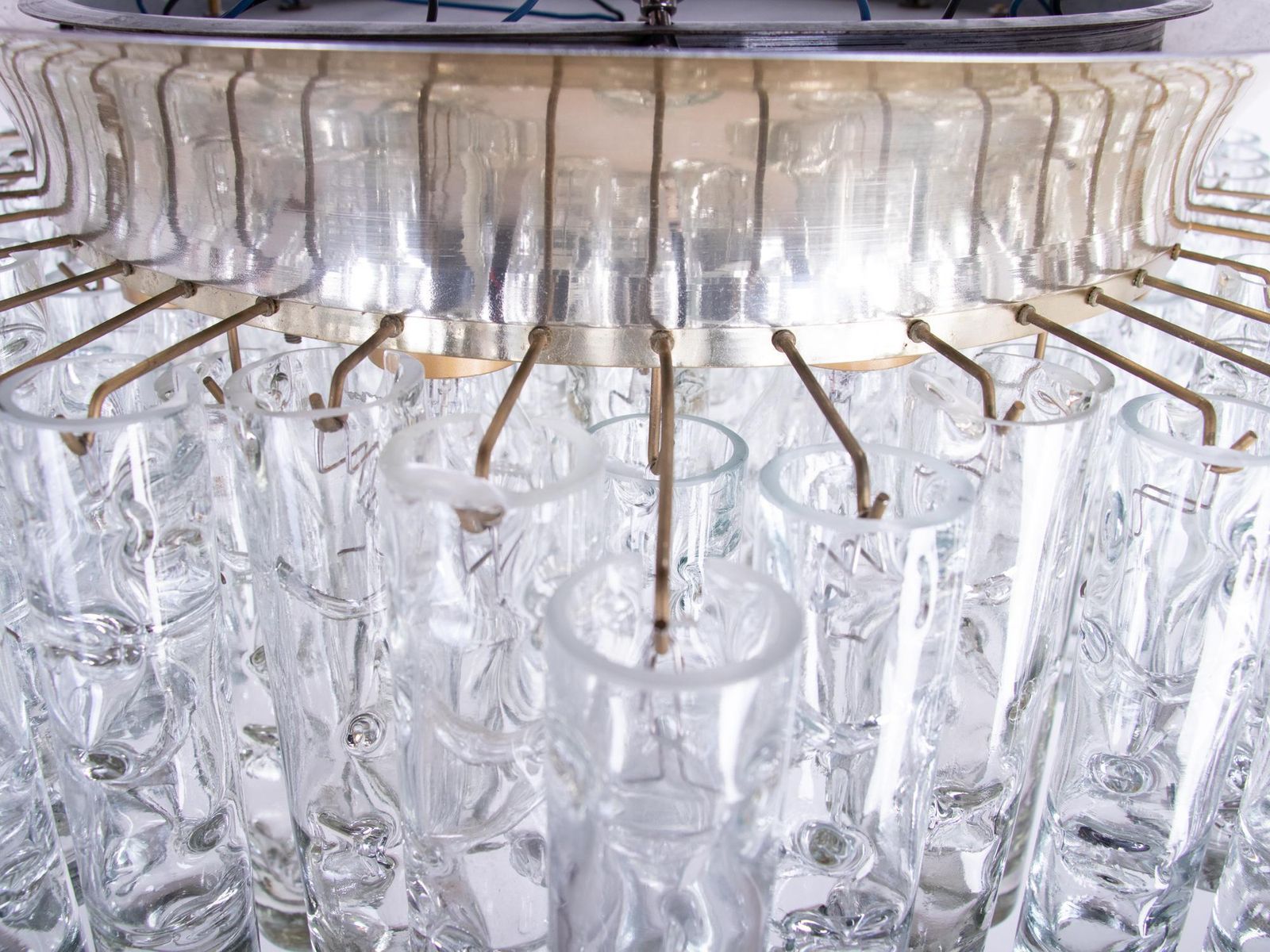Lighting 1960s Germany Large 24" Doria Lava Flush Mount Chandelier Murano Glass & Brass photo