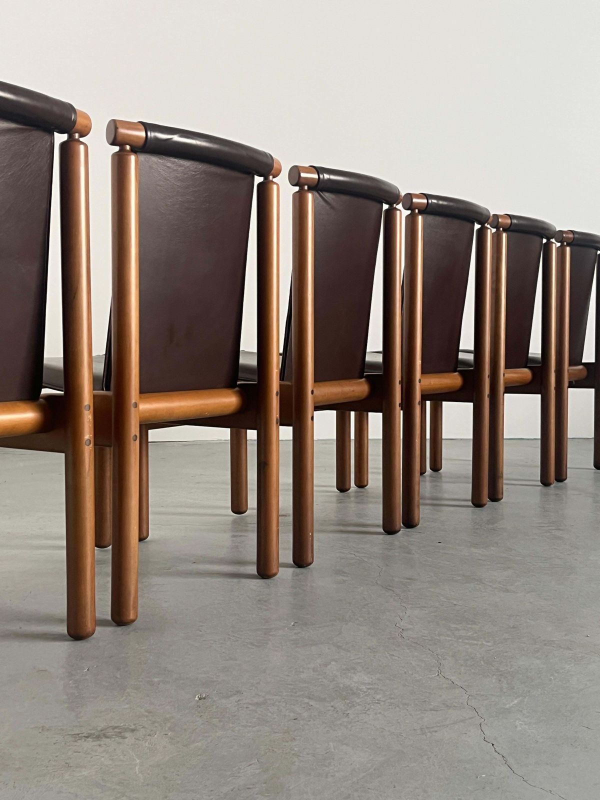 Set Of 6 Vintage Dining Chairs In Dark Brown Leather Att. To Ilmari Tapiovaara photo 3870.0