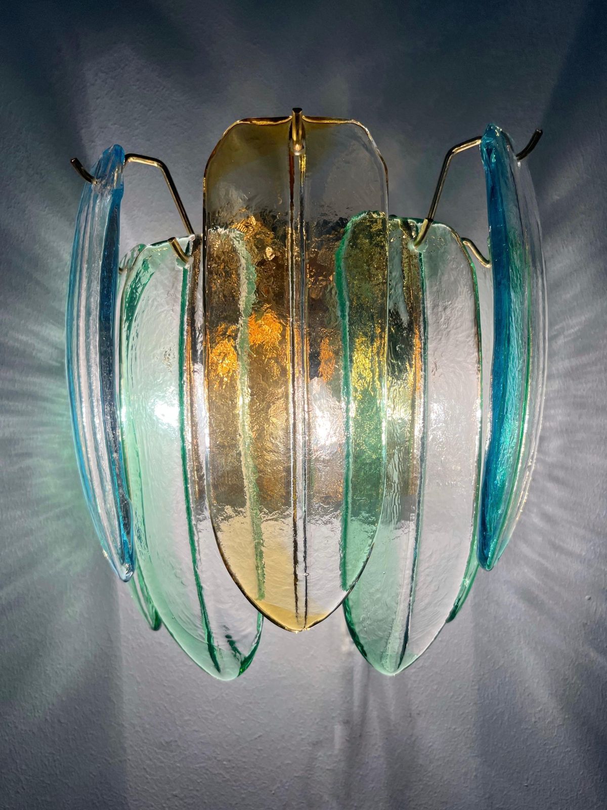 Italian Large Pair Of Murano Glass Wall Sconces By Barbini Alfredo, 1980s photo for sale