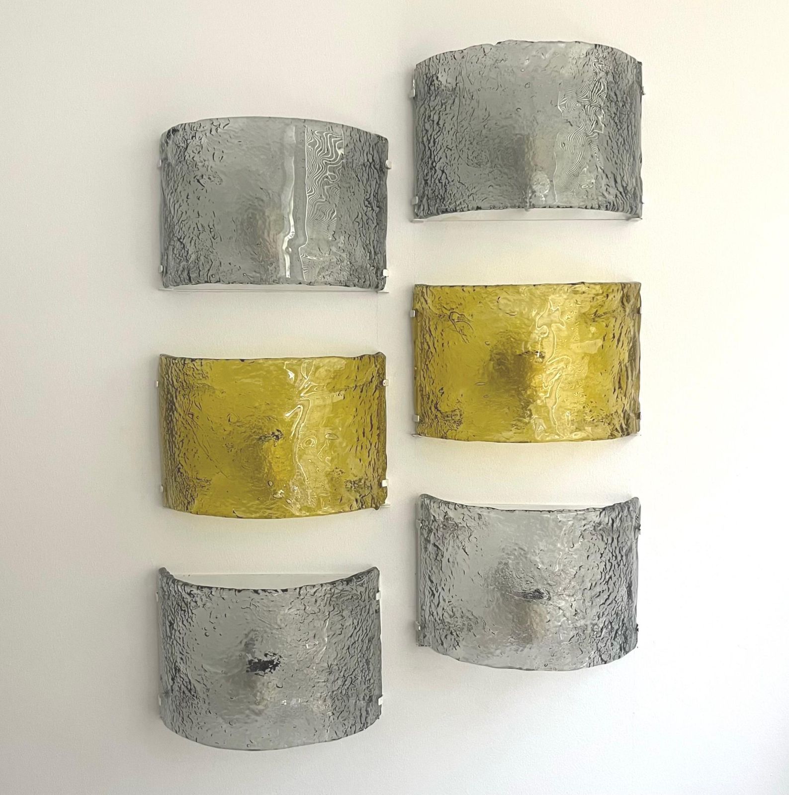 2638.0 Pair Of Italian Yellow Murano Wall Sconces By Carlo Nason For Mazzega, 1970s photo
