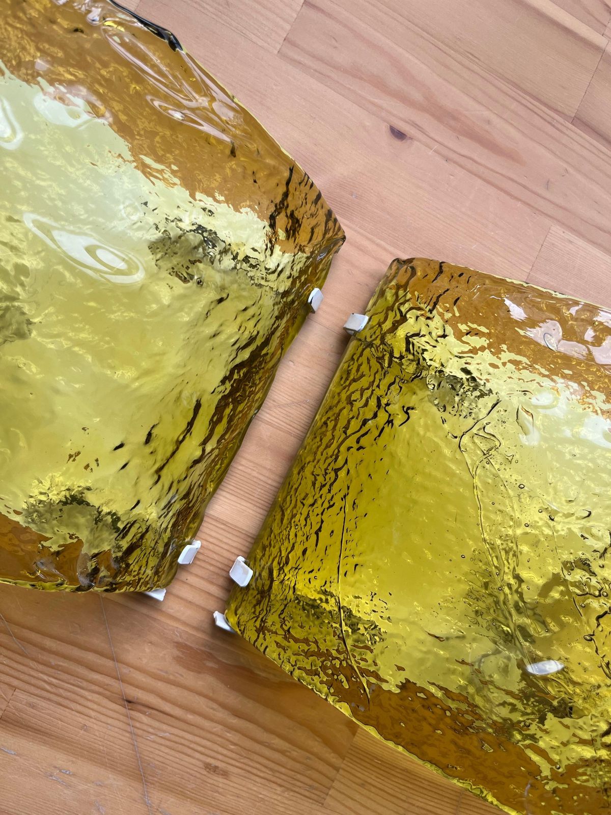 photo buy Pair Of Italian Yellow Murano Wall Sconces By Carlo Nason For Mazzega, 1970s