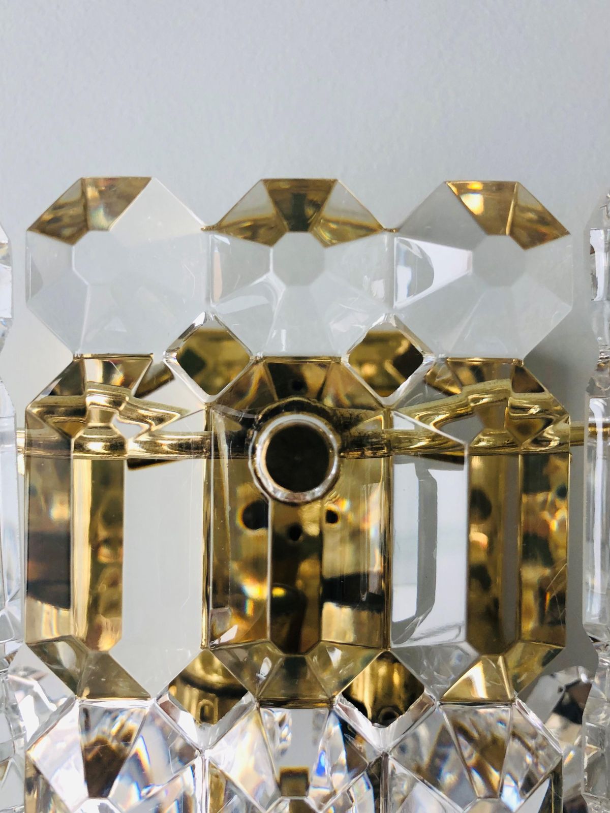 German Pair Of Midcentury Glass Wall Sconces By Kinkeldey, 1970s photo vintage