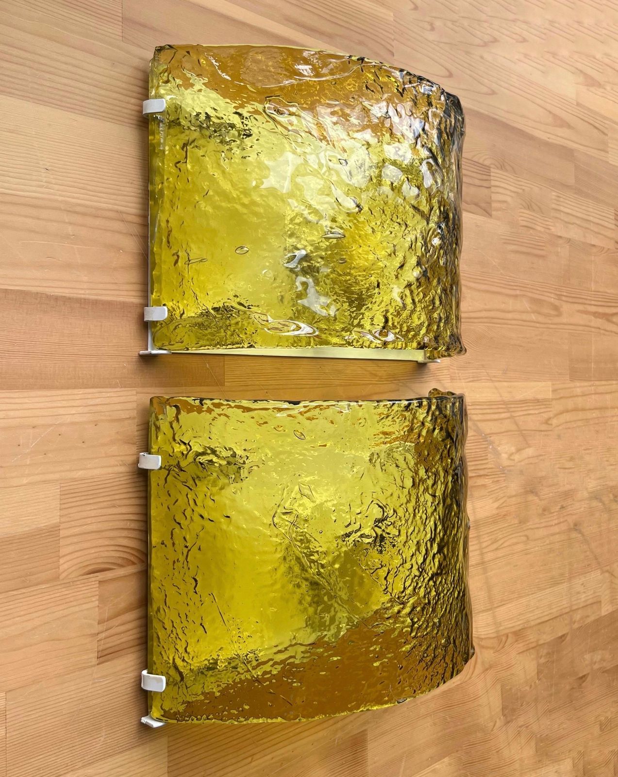 Pair Of Italian Yellow Murano Wall Sconces By Carlo Nason For Mazzega, 1970s photo furniture