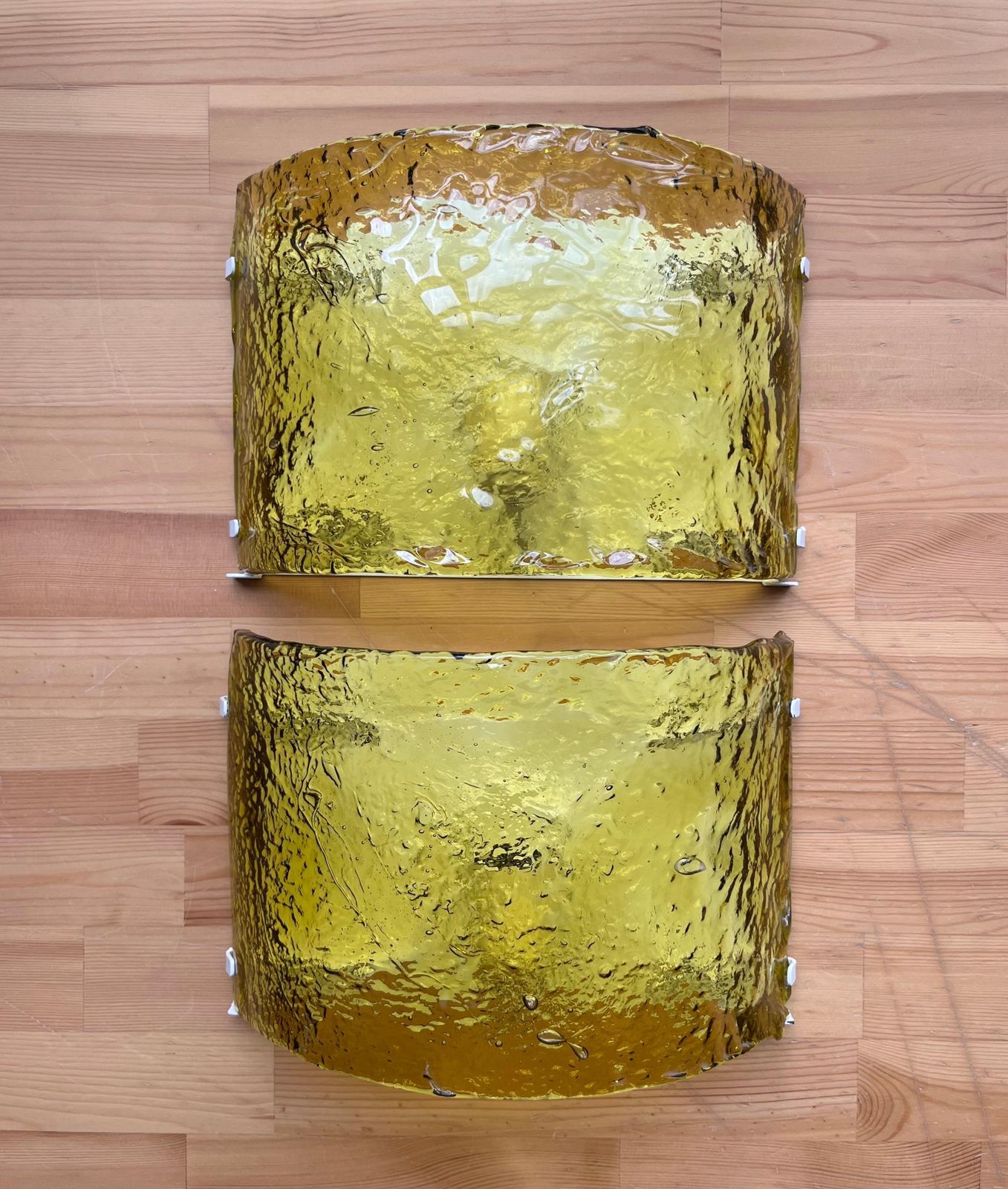 Pair Of Italian Yellow Murano Wall Sconces By Carlo Nason For Mazzega, 1970s photo buy